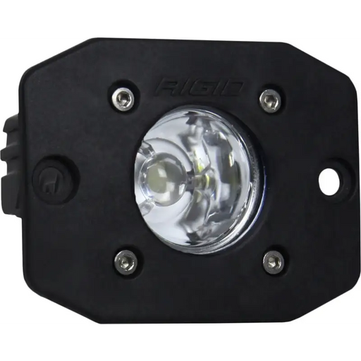 Rigid Industries Ignite Flood LED Light mounted on front of Jeep Wrangler for enhanced visibility.