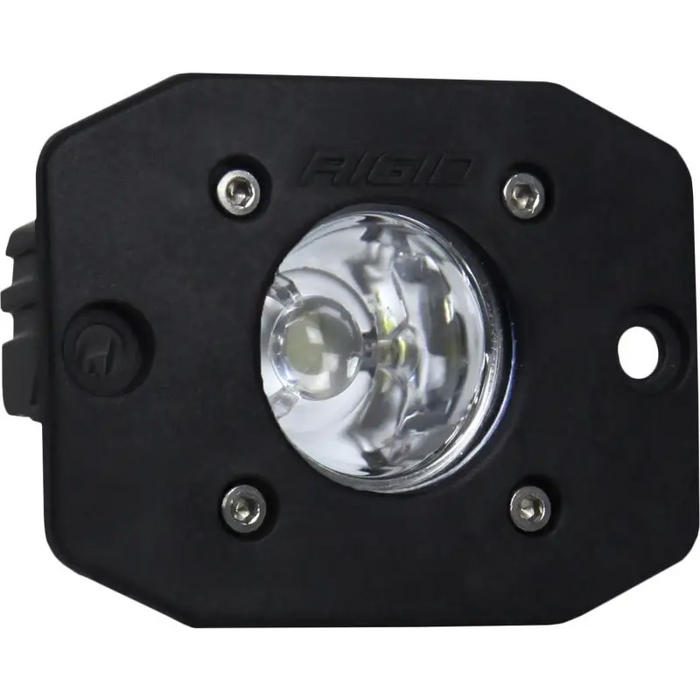 Rigid Industries Ignite Flood LED Light mounted on front of Jeep Wrangler for enhanced visibility.