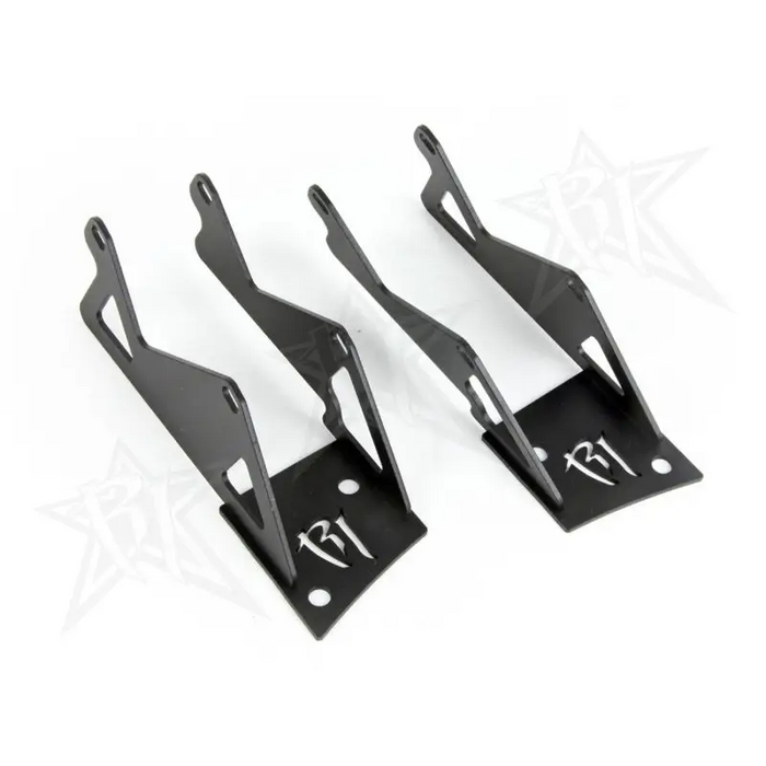 Pair of black plastic handles for front and rear of a motorcycle - Rigid Industries Jeep JK Double A-Pillar Mount - Mounts 2 sets of Dually