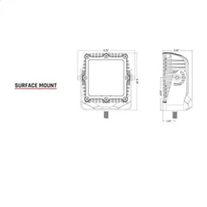 Diagram of New Square and Square in Rigid Industries Q-Series Spot with Amber PRO Lens