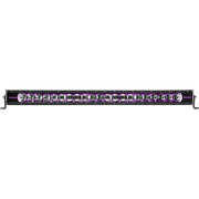 Rigid Industries Radiance+ 40in. RGBW Light Bar in black and purple light on white background