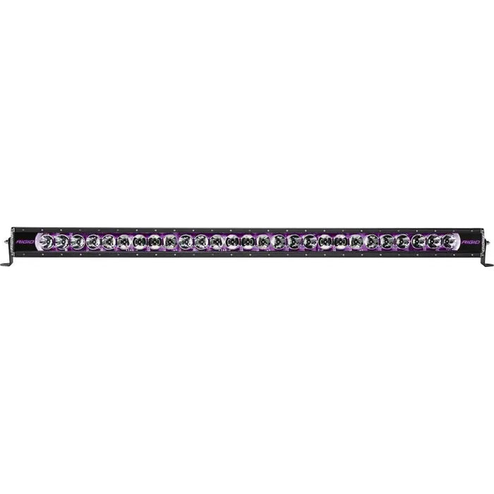 Rigid Industries Radiance+ 50in. RGBW Light Bar with purple and black light on white background