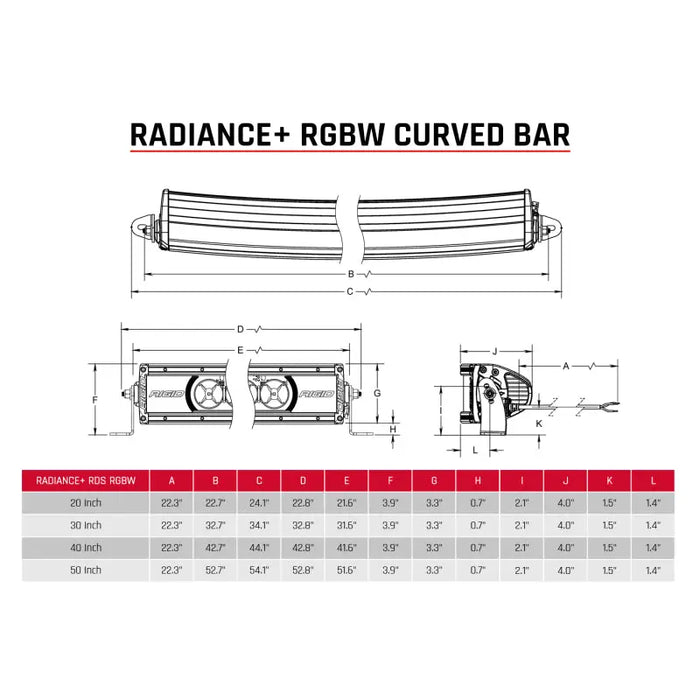 Rigid Industries Radiance+ Curved RGBW Light Bar