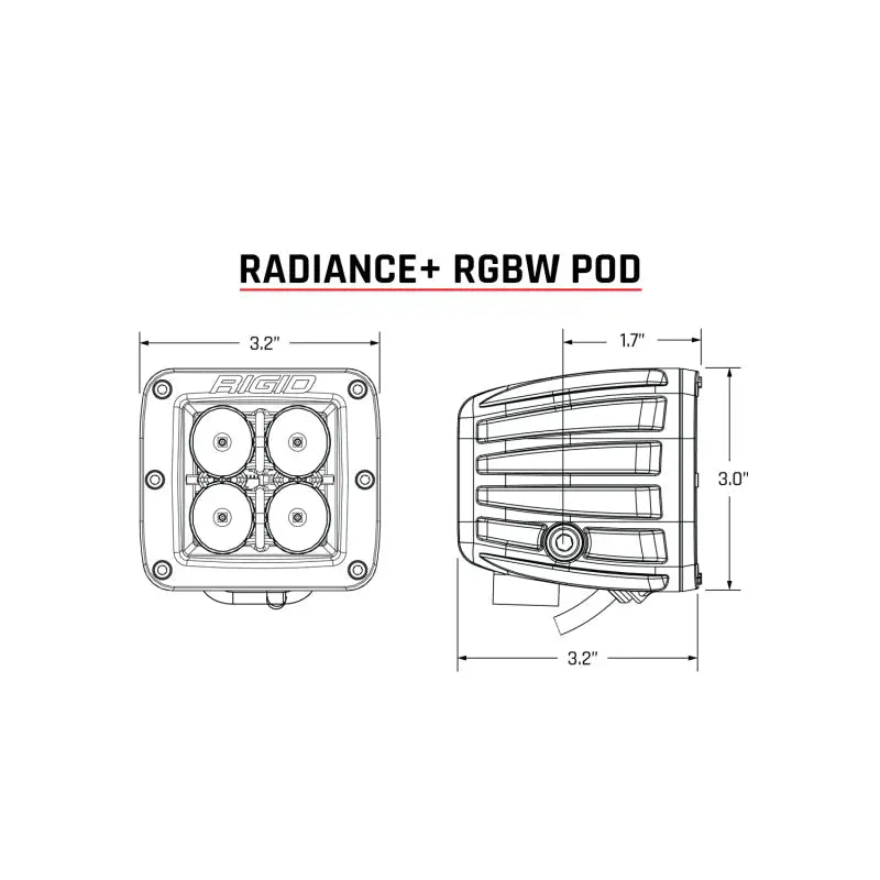 Rigid Industries Radiance+ Pod RGBW Pair Diagram