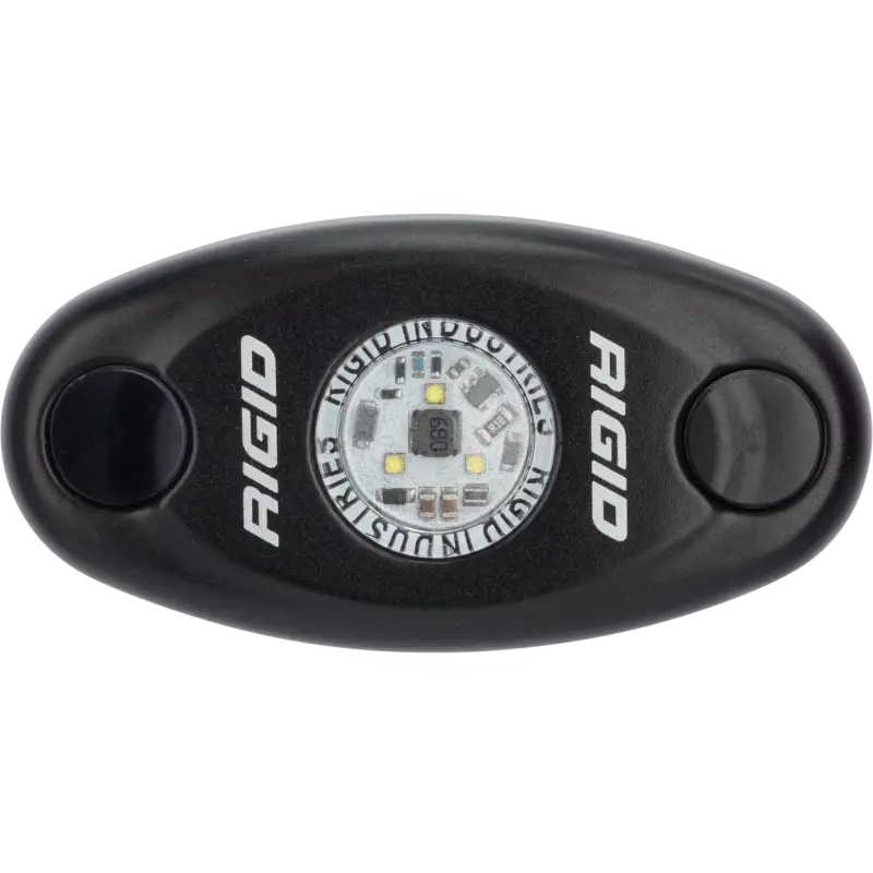 Rigid Industries A-Series Light showcasing black and white LED lights on a vehicle