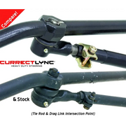 Close up of hoses with red tag on RockJock TJ/LJ/XJ/MJ Currectlync Steering System featuring 1 1/4in Dia