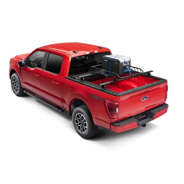 Red truck with black bed cover - Roll-N-Lock M-Series XT Tonneau Cover for Jeep Gladiator w/Trail Rail Sys 60in Bed