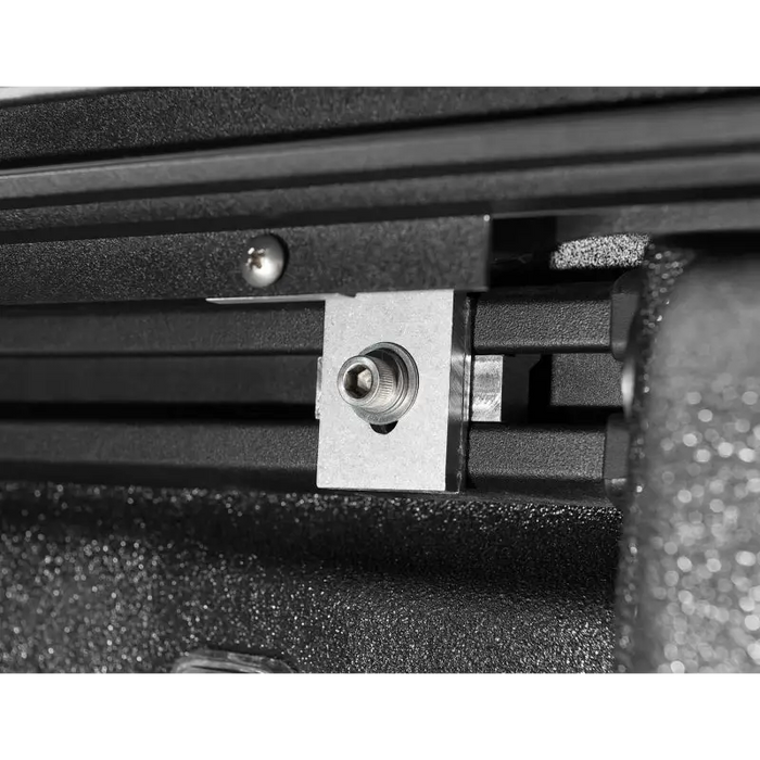 Metal latch attached to Roll-N-Lock truck bed cover for 2020 Jeep Gladiator.