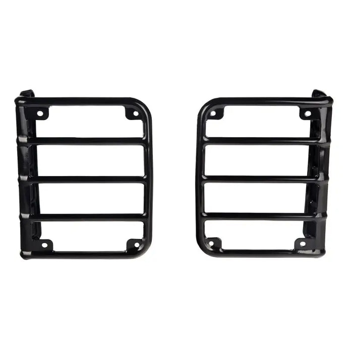 Pair of black plastic front bumpers for the jeep with Rugged Ridge 07-18 Jeep Wrangler Black Tail Light Euro Guards