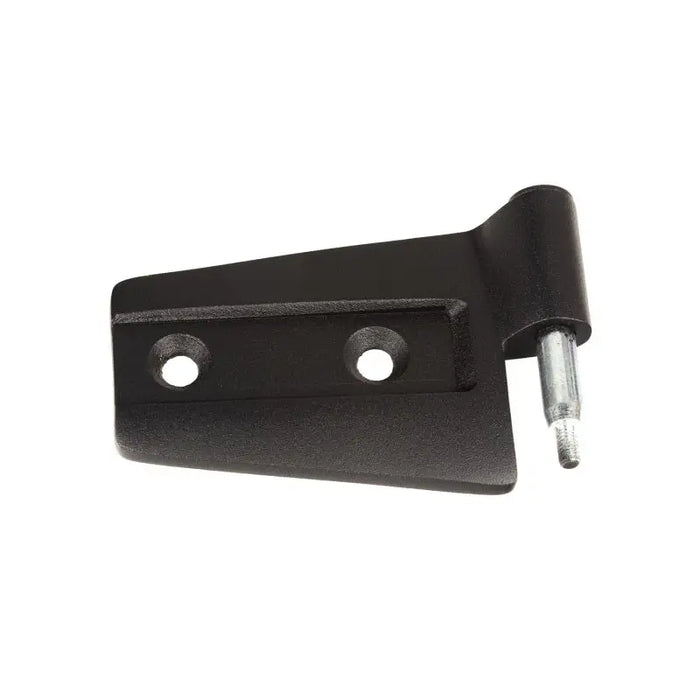 Black metal bracket with two holes for Rugged Ridge Jeep Wrangler JK 2-Door Door Hinge Kit.