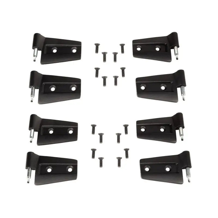 Black plastic brackets for wall mounted TV from Rugged Ridge Jeep Wrangler JK 4-Door Door Hinge Kit.
