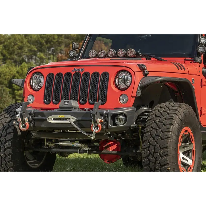 Rugged Ridge Jeep Wrangler JK Arcus Front Bumper Set Close Up with Big Tire