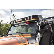 Front view of Jeep Wrangler JK Elite Fast Track Windshield Light Bar Mount with Crossbar.