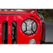 Rugged Ridge Elite Jeep Wrangler Headlight Euro Guard in Red with Light Display.