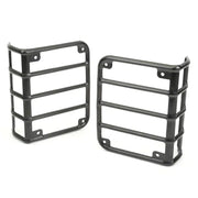 Black front bumper guards for Jeep Wrangler displayed in Rugged Ridge Tail Light Euro Guards.