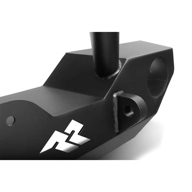 Front end of black aluminum chassis on Rugged Ridge Rock Rage bumper for Jeep Gladiator Crew.