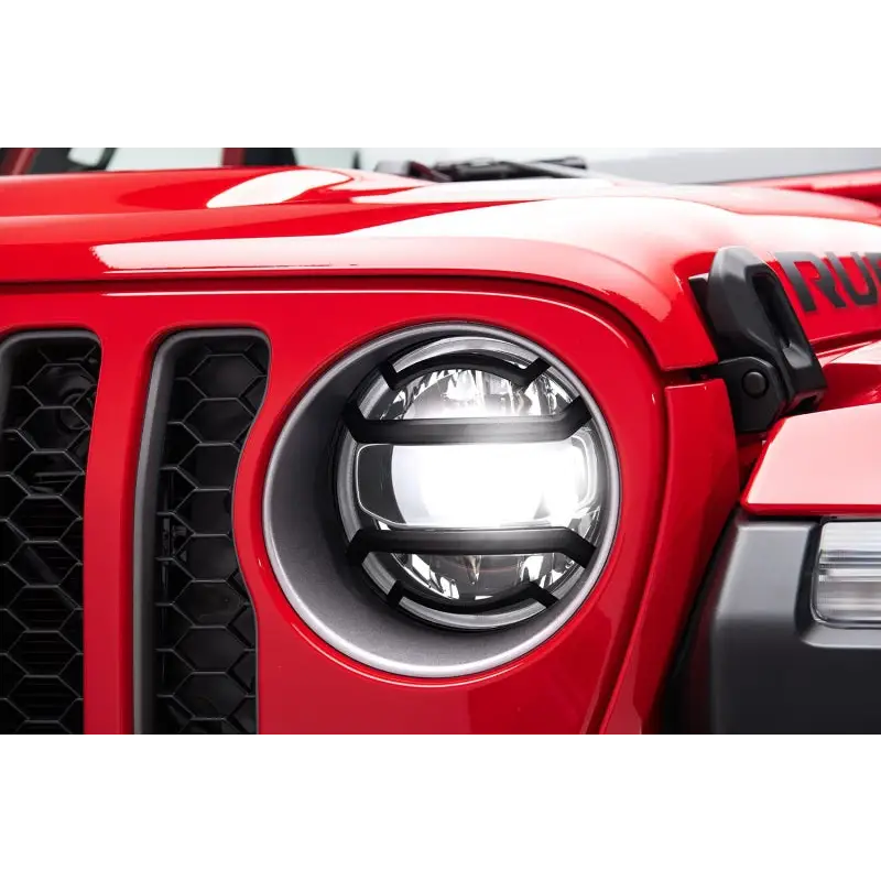 Rugged Ridge Black Elite Headlight Guards for Jeep Wrangler JL and Gladiator JT with LED headlights