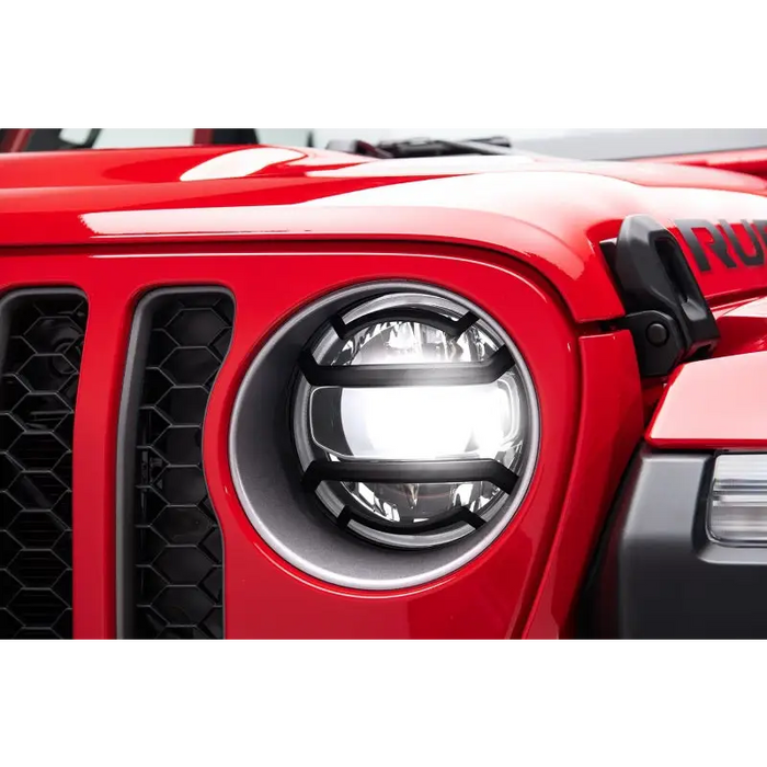 Rugged Ridge Black Elite Headlight Guards for Jeep Wrangler JL and Gladiator JT with LED headlights