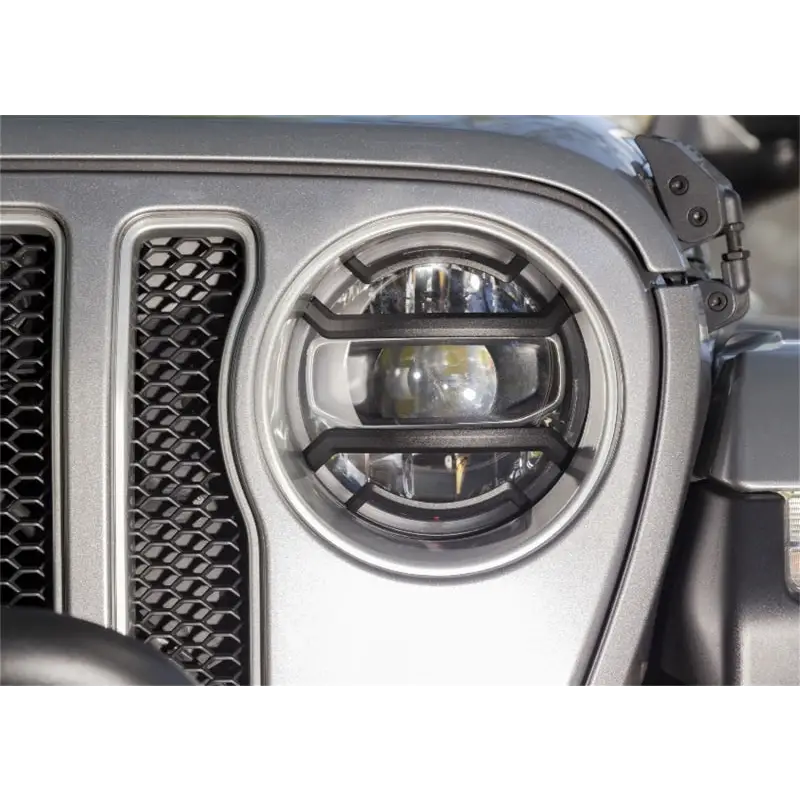 Rugged Ridge black elite headlight guards for Jeep Wrangler JL and Gladiator JT