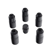 Black plastic knobs wheel lock nut set for Wrangler JL/JLU by Rugged Ridge.