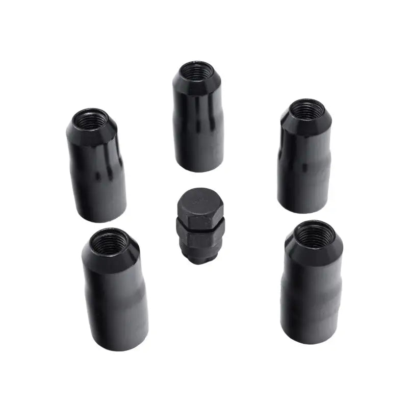 Black plastic knobs wheel lock nut set for Wrangler JL/JLU by Rugged Ridge.