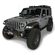 Gray Jeep Wrangler JL/JT with Rugged Ridge logo on Arcus Front Bumper Set