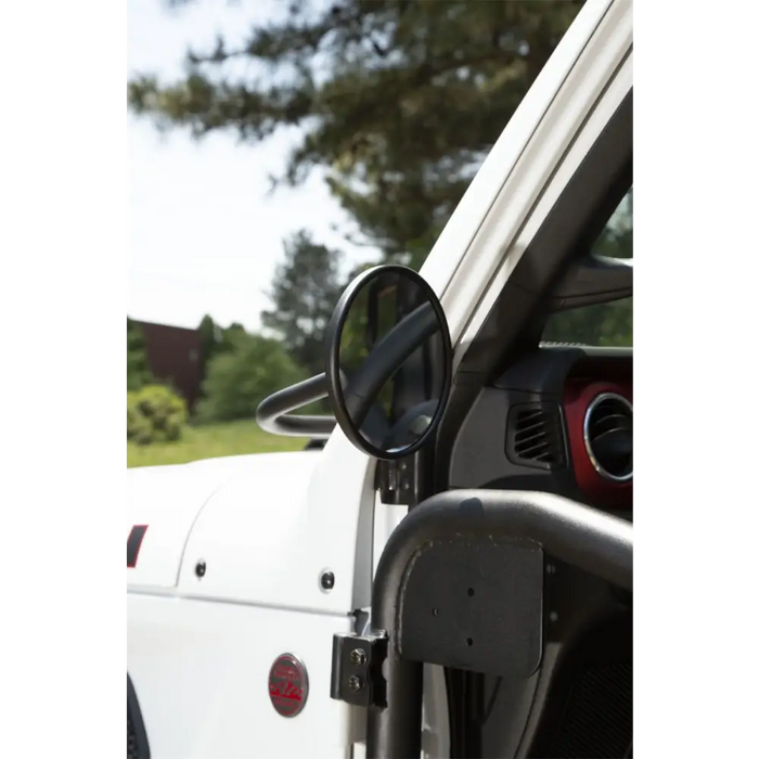 Rugged Ridge Trail Mirrors for Jeep Wrangler JL/JT, White Truck and Red Light