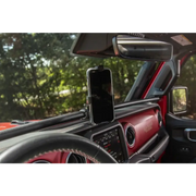 Rugged Ridge 18-21 Jeep Wrangler/Gladiator (JL/JT) Dash Bar - Black with phone in car dashboard