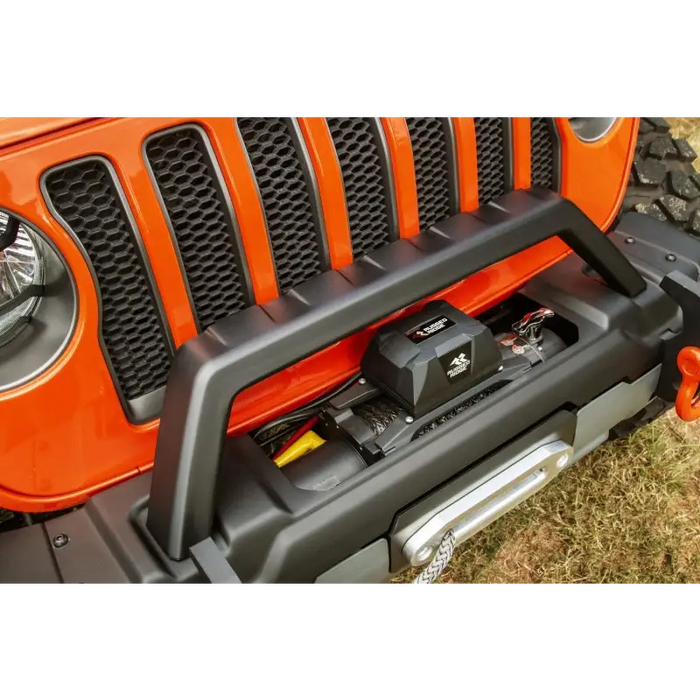 Front bumper mounted on Rugged Ridge Venator Modular Bumper - Black for Jeep Wrangler/Gladiator (JL/JT)