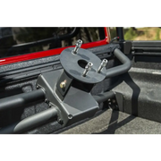 Side view of truck with metal latch - Rugged Ridge 20-21 Jeep Gladiator JT Spare Tire Carrier Hinge Casting