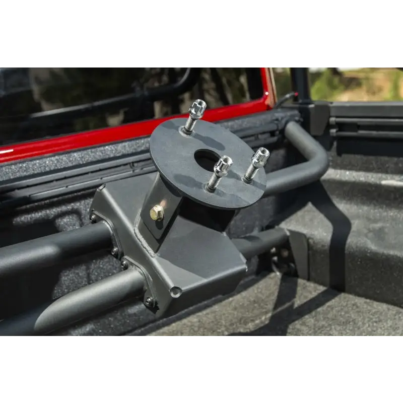 Side view of truck with metal latch - Rugged Ridge 20-21 Jeep Gladiator JT Spare Tire Carrier Hinge Casting