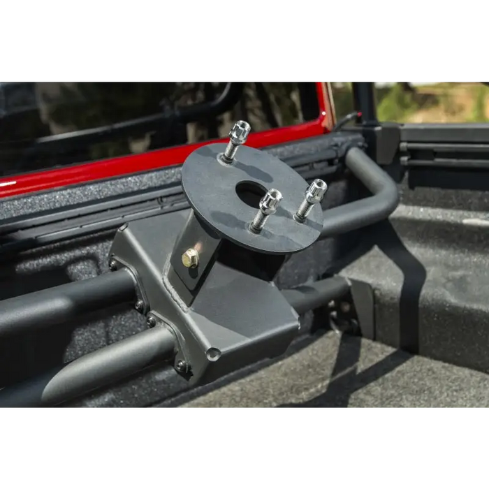 Side view of truck with metal latch - Rugged Ridge 20-21 Jeep Gladiator JT Spare Tire Carrier Hinge Casting