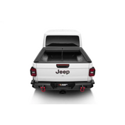 Rear view of 2019 GMC truck with Armis Tonneau Cover w/Max Track - Tex. Blk