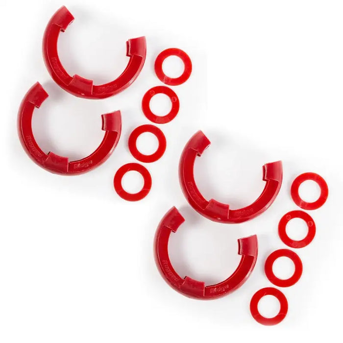 Rugged Ridge Red D-Ring Isolator Kit with Red Plastic Cock Cocks