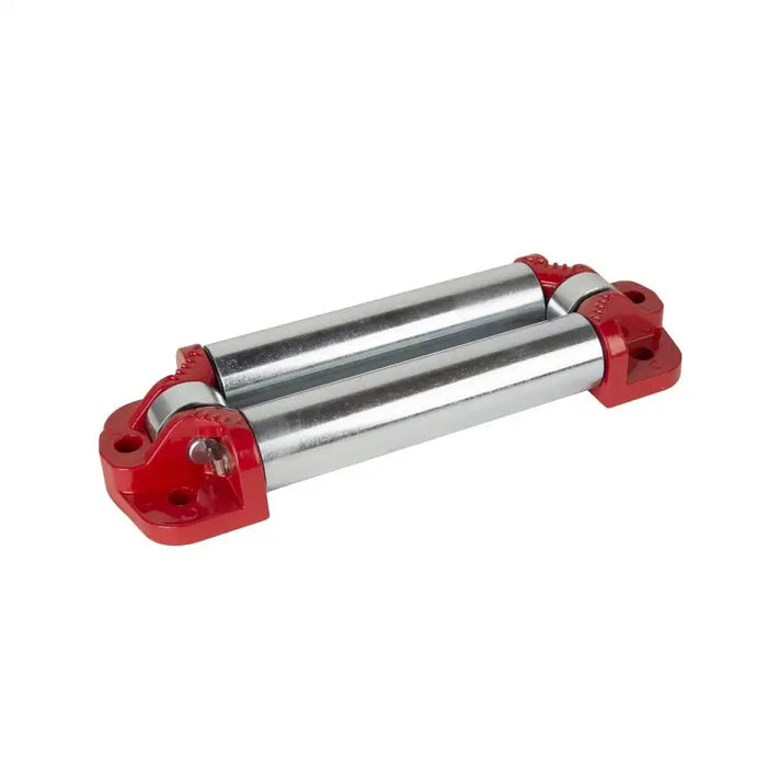 Rugged Ridge red hydraulic cylinder for Jeep Wrangler and Ford Bronco.