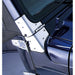 Rugged ridge stainless steel windshield hinges with metal car door handle.