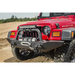 Red Jeep with Light Bar and Rugged Ridge Aluminum Hood Catches