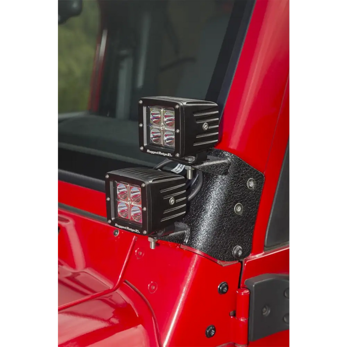 Rugged Ridge Jeep Wrangler TJ A-Pillar Dual Light Mount with LEDs