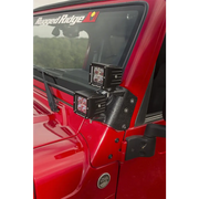Rugged Ridge black dual A-pillar light mount for Jeep Wrangler TJ