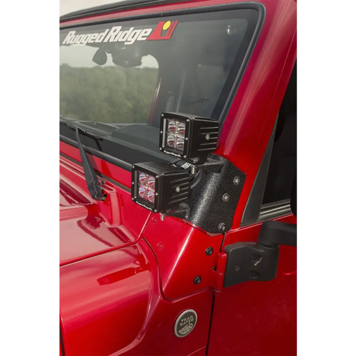Rugged Ridge black dual A-pillar light mount for Jeep Wrangler TJ