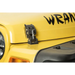 Yellow Jeep Wrangler TJ hood catches with black logo