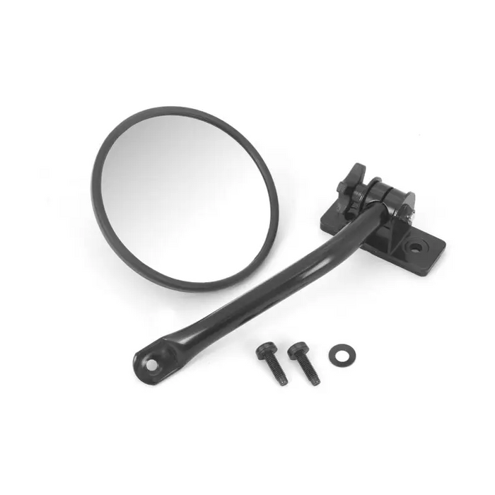 Rugged Ridge Black Quick Release Mirror Kit handle and screw close up mirror.
