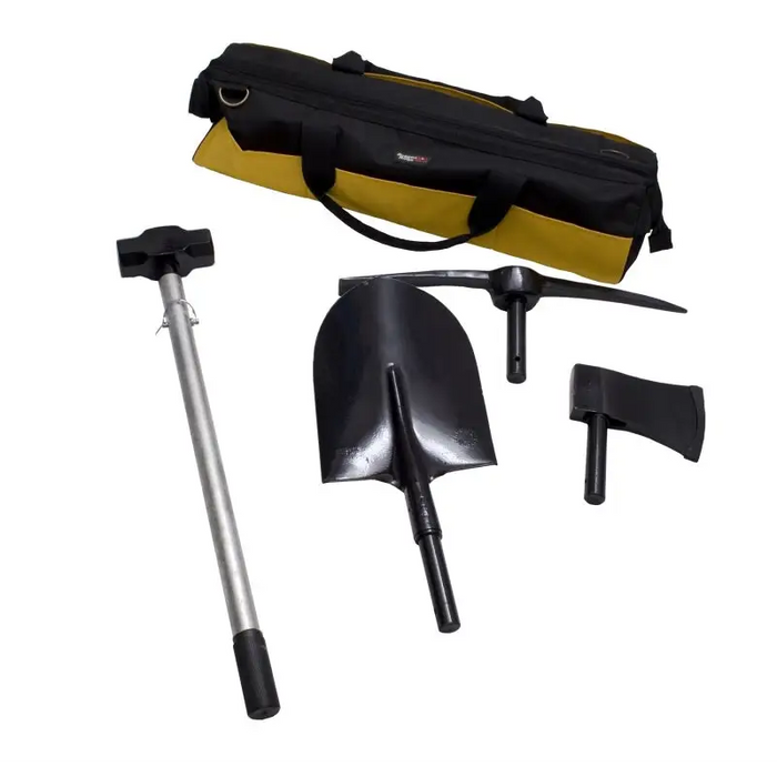 Rugged Ridge All Terrain Recovery Tool Kit with a shovel and bag