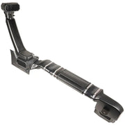 Close up of a camera on a tripod with white background