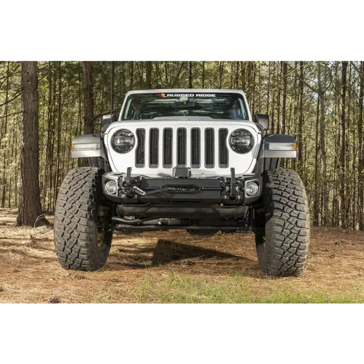 Rugged Ridge Arcus Front Bumper on Jeep Wrangler in Forest