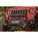 Rugged Ridge Arcus Front Bumper Tube Overrider Black JK with winch on a red jeep