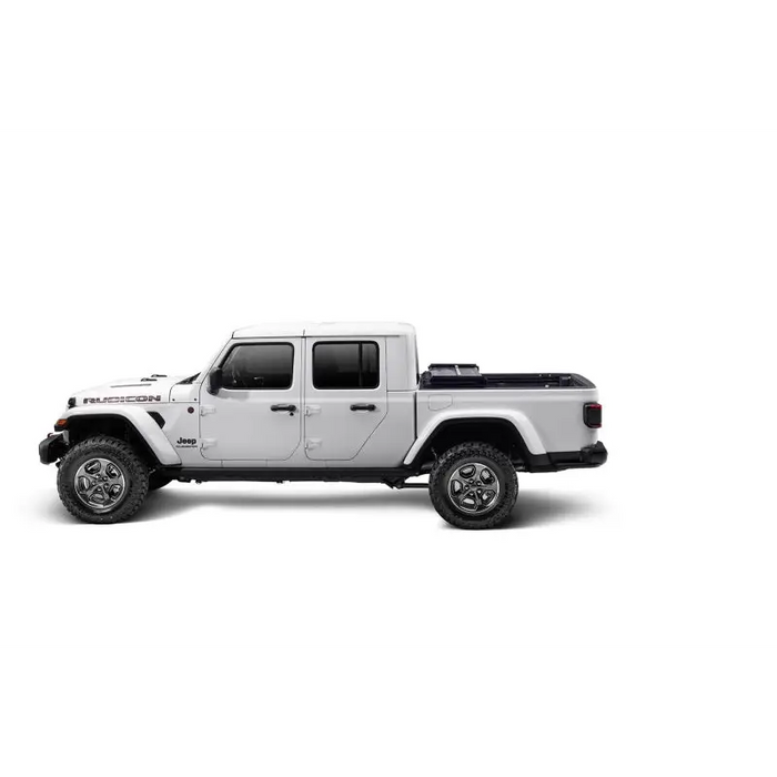 Rugged Ridge Armis Soft Folding Bed Cover for 2020 Gladiator JT - White Jeep with Black Bumper