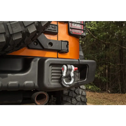 Close up of Jeep with tow bar - Rugged Ridge D-Ring Isolator Kit.