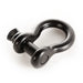 Rugged Ridge Black 9500lb 3/4in D-Ring shackle close up with metal shack.
