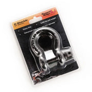 Close up of a metal shack with hook on Rugged Ridge Black 9500lb D-Ring.